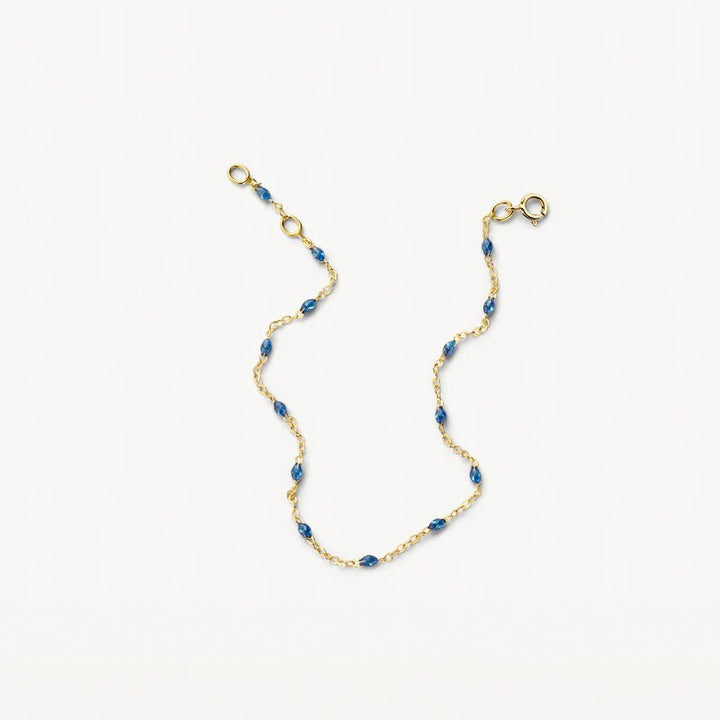 14k Geelgouden Schakelarmband met Blauwe Resin – 2264YRB