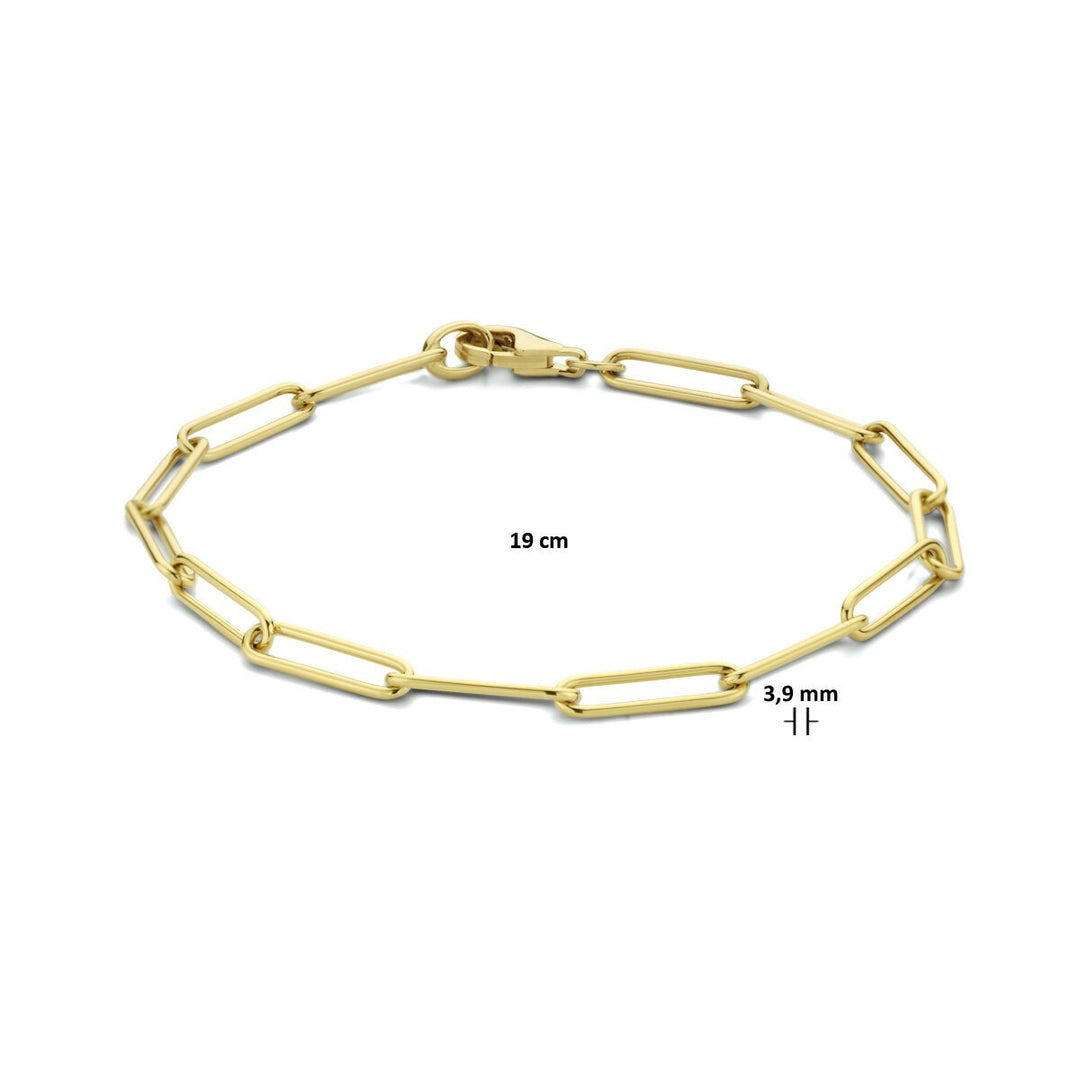 14 kt armband paperclip rond massief 3,9 mm 19 cm