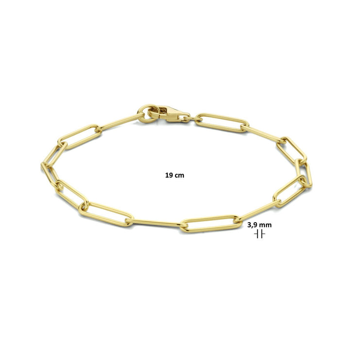 14 kt armband paperclip rond massief 3,9 mm 19 cm