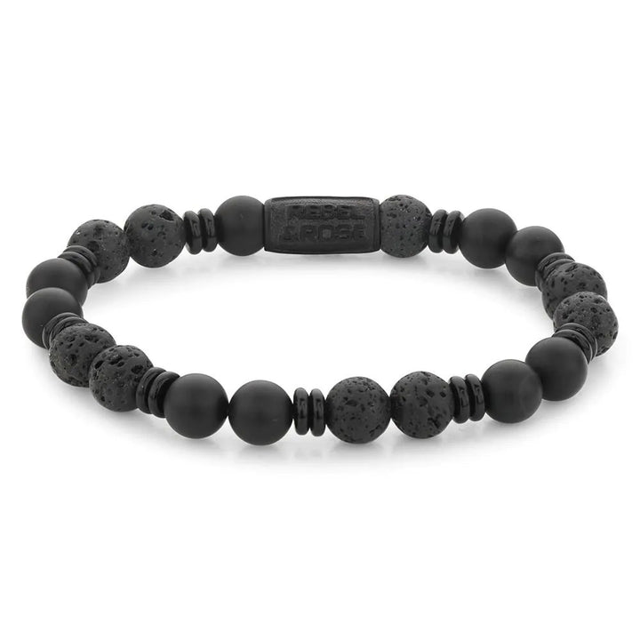 Rebel &amp; Rose armband variations black 8 mm., RR-80093-B-L