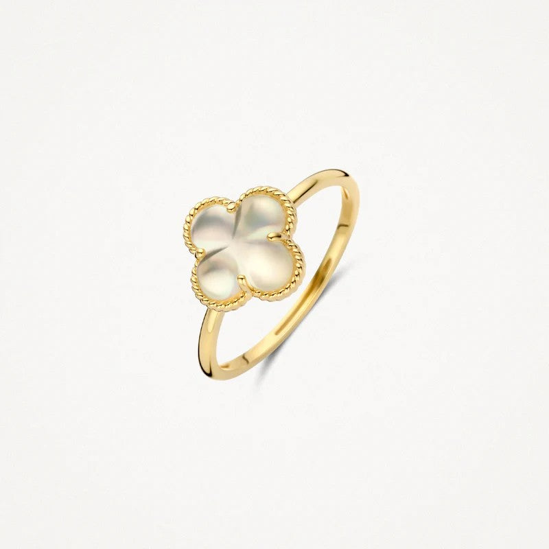 Blush Ring 14 kt Geelgoud met Parelmoer en Bergkristal – 1269YMQ/54