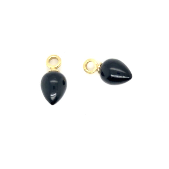 14 kt oohangers druppel onyx Glanzend  JVSO004ONYX2