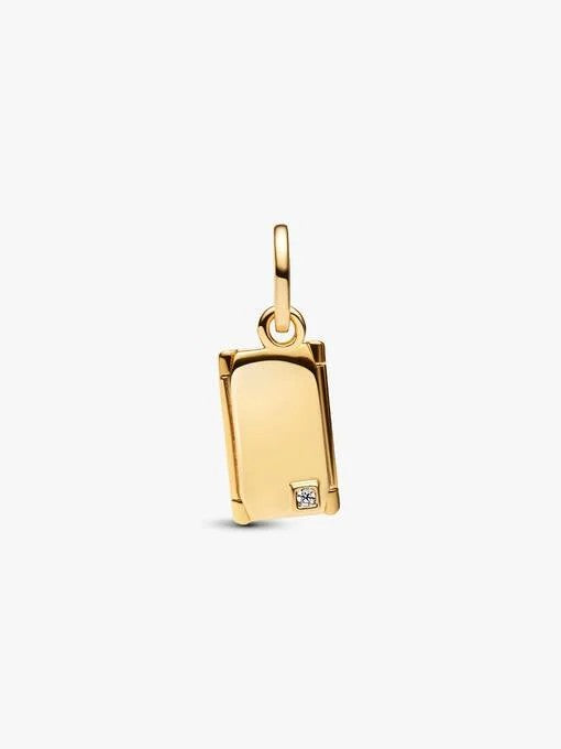 Pandora Graveerbare Envelop Hangende Bedel 764421C01 Verguld met Zirkonia