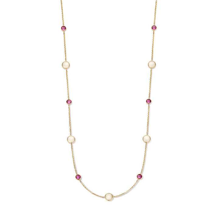 14 kt collier edelstenen Robijn& Maansteen