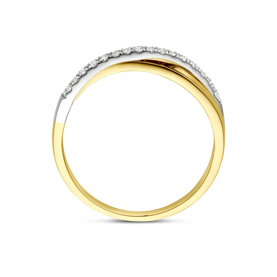 14k Bicolor ring diamant 0.14ct h si