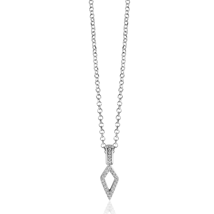 ZINZI zilveren hanger vliegervorm met witte zirconia’s – ZIH2497 (zonder collier)