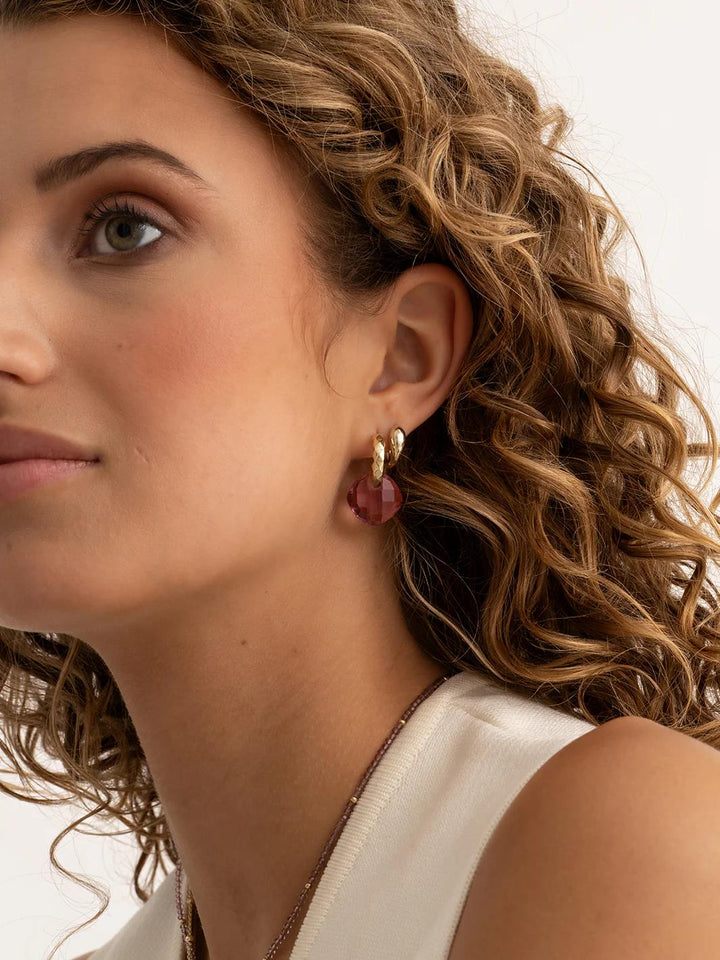 Earstones | Cushion Cut Fuchsia Quartz