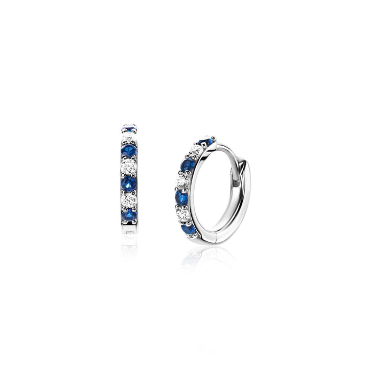 12mm ZINZI zilveren oorringen bezet met ronde witte zirconia&