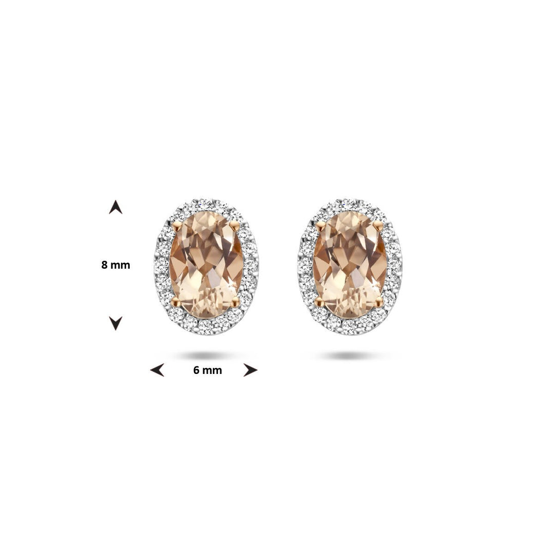 oorknoppen morganiet en diamant 0.12ct h si halo