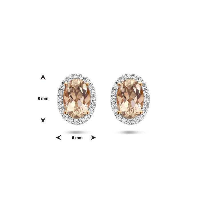 oorknoppen morganiet en diamant 0.12ct h si halo