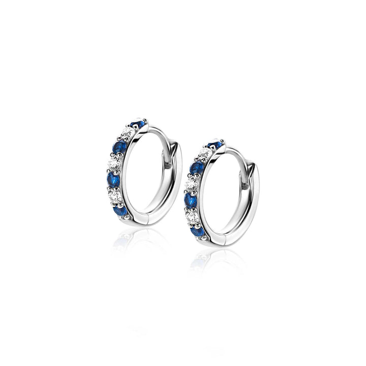 12mm ZINZI zilveren oorringen bezet met ronde witte zirconia&