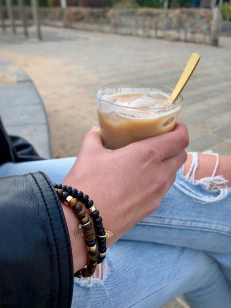 Y & G Jewelry Armband met Tijgeroog & 14 Karaats Goud 7006