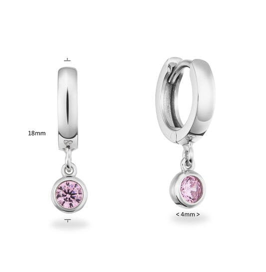 Glow Kinder Oorringen Zilver met Witte Zirkonia – 18 mm