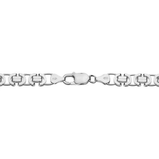 Zilveren Massieve Platte Koningsschakel Armband 8 mm – 20 cm