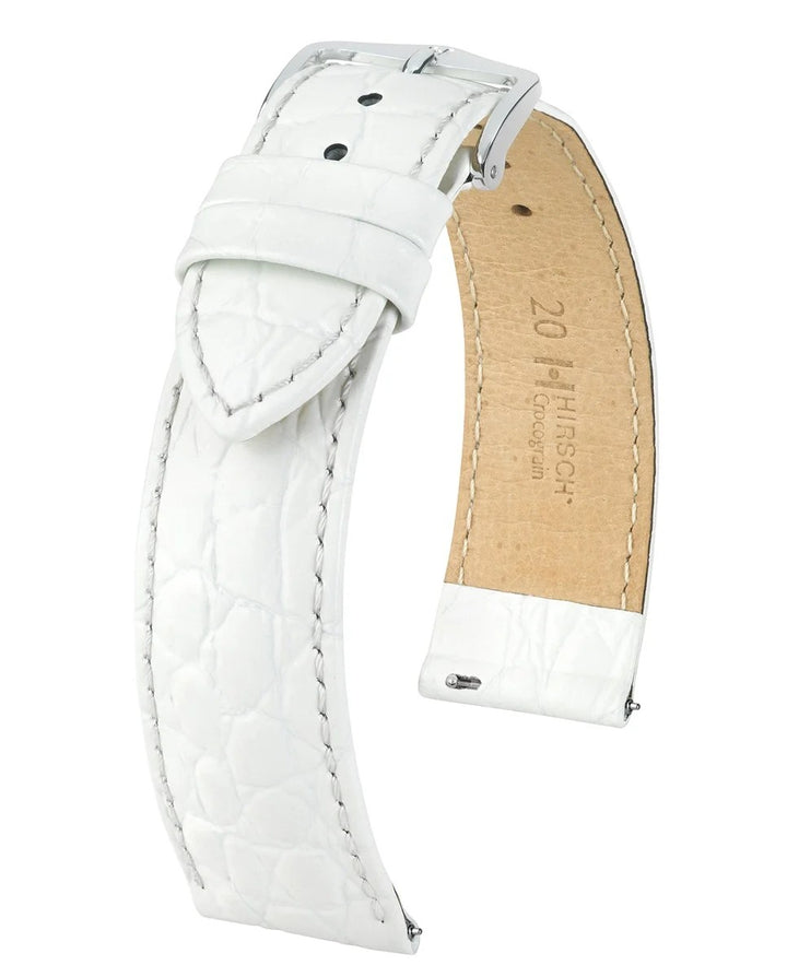 HIRSCH CROCOGRAIN M WHITE CALF 20/18MM