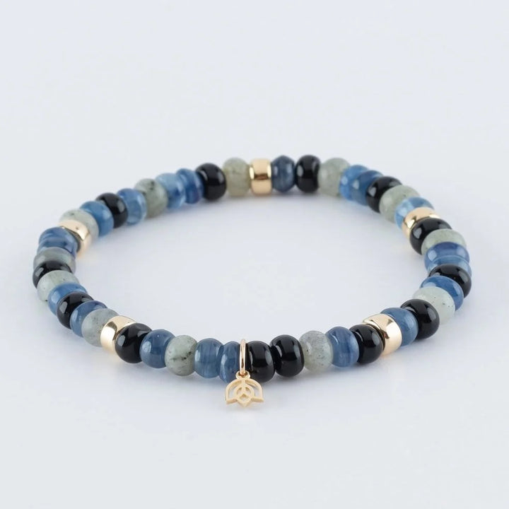 Y&amp;G edelstenen armband met onyx, labradoriet en kyaniet SP0037