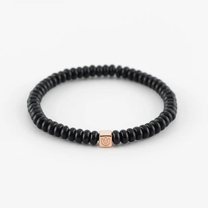 Y&G Men Edelstenen armband | Onyx & 14k goud Cube 8013M-Y