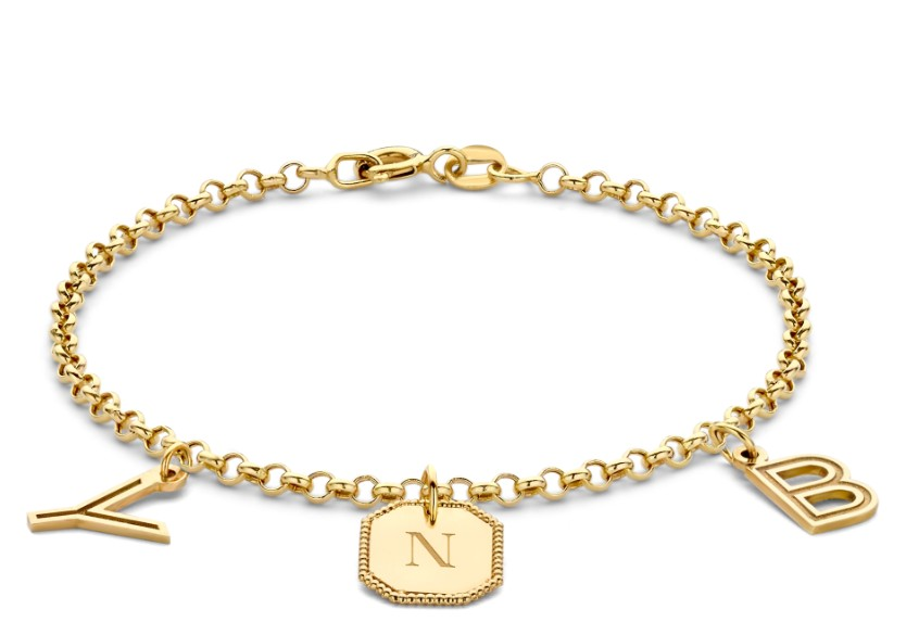Just Franky Charm Bedel Armband 14 kt geelgoud