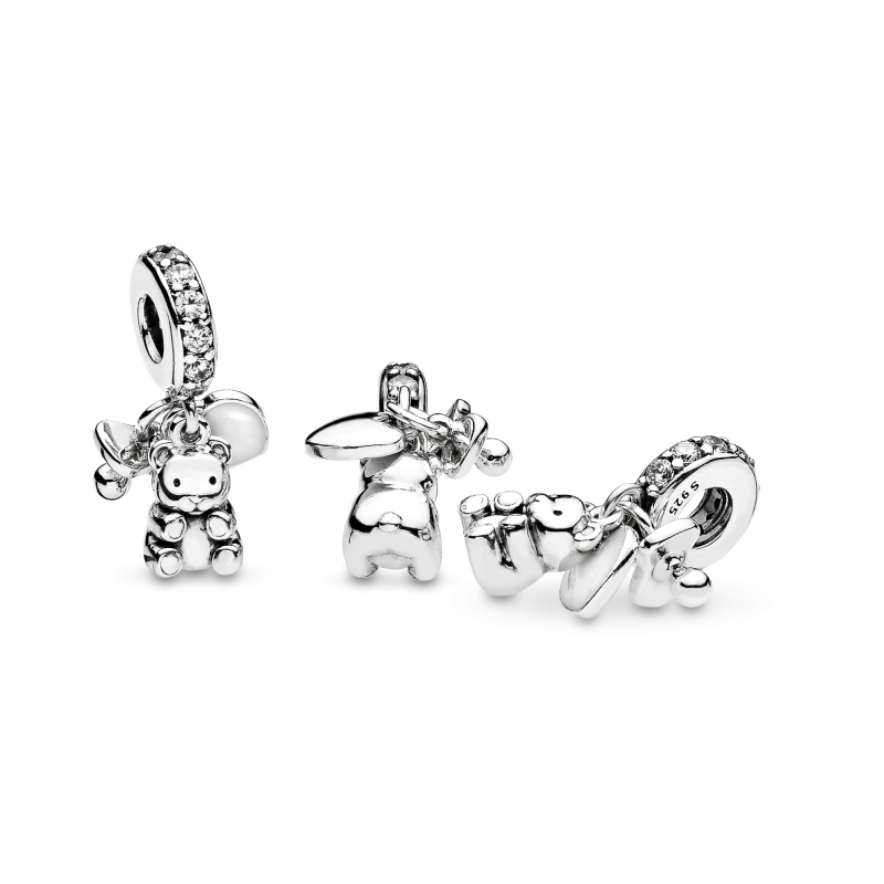 Pandora Moments 792100CZ - Zilveren bedel met teddybeer, hartje en fopspeen