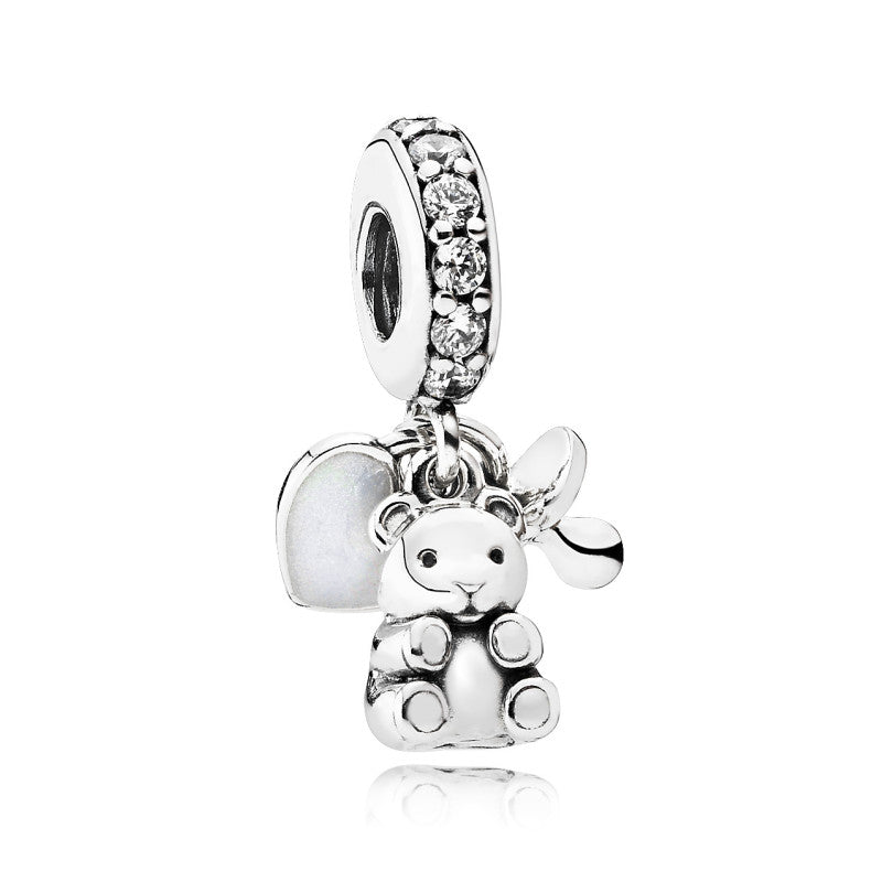 Pandora Moments 792100CZ - Zilveren bedel met teddybeer, hartje en fopspeen