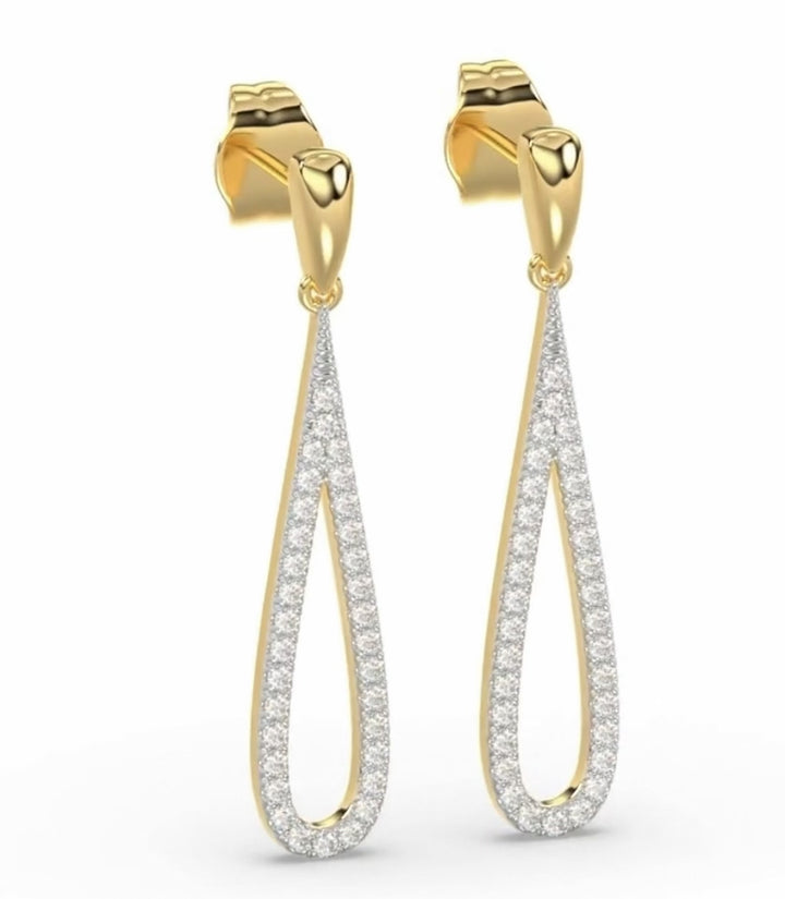 14 karaat geelgouden oorhangers met 0,34 ct lab grown diamant – GOL2460