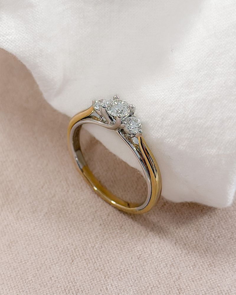 14 Karaat Bicolor damesring met Diamant RG416138 0.51 ct